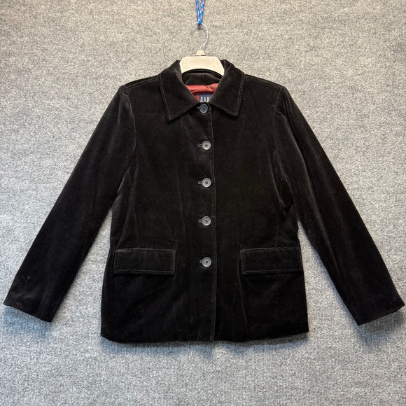 Vintage Gap Velvet Jacket Women Small Black Velour Blazer Liner Large Buttons - Picture 1 of 7